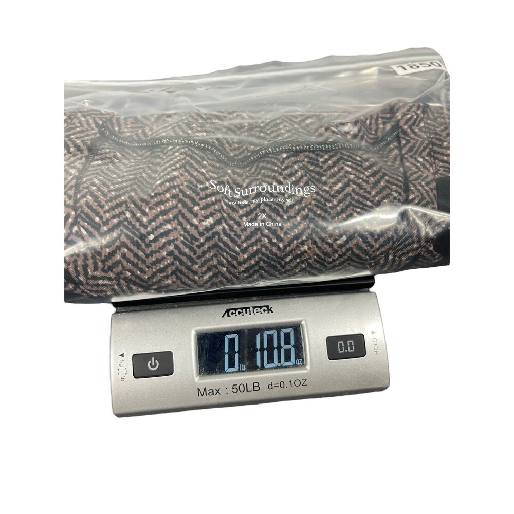 Soft Surroundings 2X Herringbone Print Long Sleeve Top Velvet Embroidered Collar - Picture 13 of 13